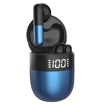 J28 TWS Bluetooth Earphones LED Display HIFI Music Sport (Blue) - 1