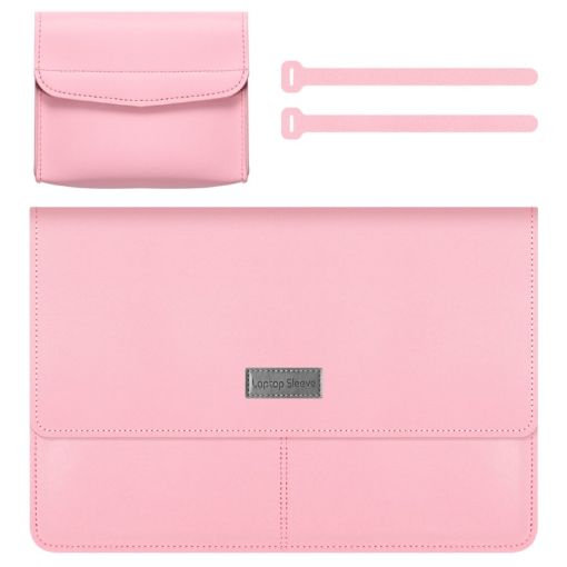 Rose Gold Litchi Pattern PU Leather Laptop Bag 13-14 inch Waterproof - 1