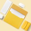 Yellow Litchi Pattern PU Leather Laptop Bag 13-14 inch Waterproof Case - 2