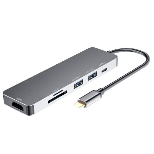 6 in 1 Type C Docking Station: HDMI, USB 3.0, Type C, SD/TF Hub - 1