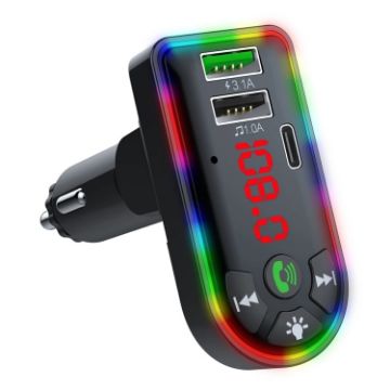 F7 Car MP3 Player 12V QC3.1 Dual Port Fast Charging with Colorful Light - 1