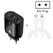 40W Dual Port PD/Type-C Fast Charger with Cable, EU Plug (Black) - 3