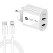 40W Dual Port PD/Type-C Fast Charger with Type-C to 8 Pin Cable, UK Plug - 1