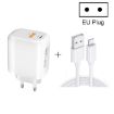 Mini Portable CS-20W Dual Ports Fast Charger with 3A USB to 8 Pin Cable - 1
