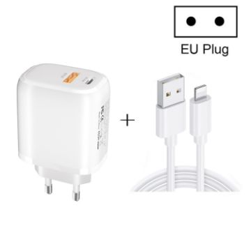 Mini Portable CS-20W Dual Ports Fast Charger with 3A USB to 8 Pin Cable - 1