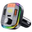 T832 Car Bluetooth FM Transmitter with Colorful Light & QC3.0 Charger - 3