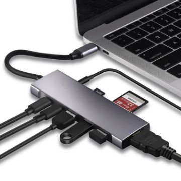 9-in-1 USB-C Hub: HDMI, 3 USB3.0, Type-C, PD, SD/TF, Audio Adapter - 1