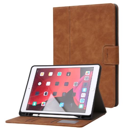 Brown Leather Tablet Case for iPad Air 3/Pro 10.5 - Calf Texture Flip - 1
