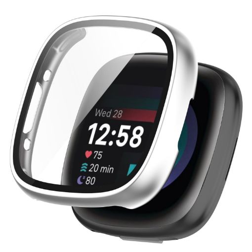 Fitbit Versa 4 Silver PC+ Toughened Film Protective Case - 1