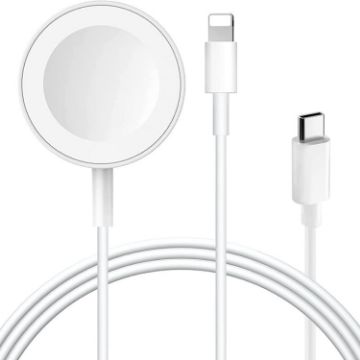 2 in 1 USB Magnetic Charging Cable for Apple Watch & iPhone, 1.2m Long - 1