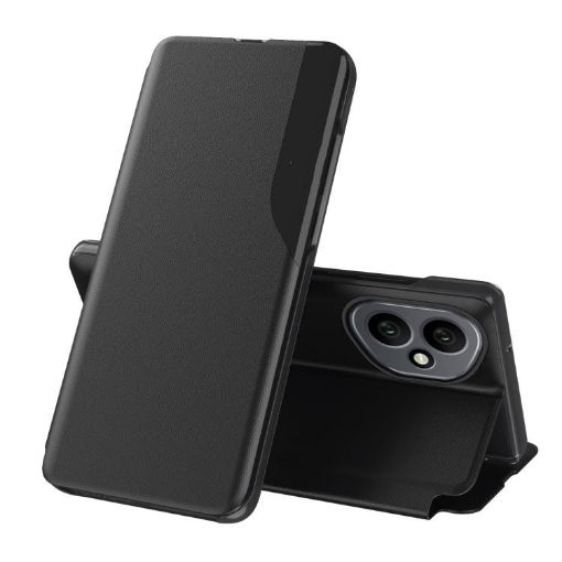 For Honor 400 Global 156.5mm Flip Holder Leather Phone Case Black - 1