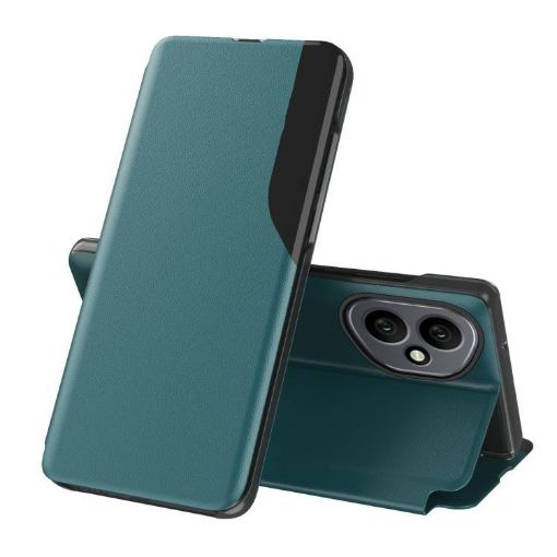 For Honor 400 Global 156.5mm Green Leather Flip Phone Case Holder - 1