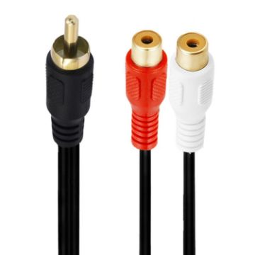 JUNSUNMAY 0.25m RCA Male to 2 RCA Female Stereo Audio Adapter Connector - 1