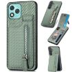 For Honor 400 Lite Green Carbon Fiber Vertical Flip Zipper Case - 1
