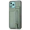 For Honor 400 Lite Green Carbon Fiber Vertical Flip Zipper Case - 2