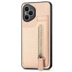 For Honor 400 Pro Global Carbon Fiber Flip Zipper Phone Case Khaki - 2