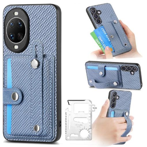 Huawei nova 14 Ultra Blue Wristband Kickstand Card Wallet Phone Case - 1