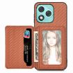 For Honor 400 Lite Brown Carbon Fiber Magnetic Card Bag Phone Case - 1