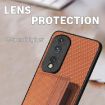 For Honor 400 Lite Green Carbon Fiber Magnetic Card Bag Phone Case - 8