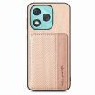 For Honor 400 Lite Khaki Carbon Fiber Magnetic Card Phone Case - 2