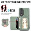 For Honor 400 Lite Khaki Carbon Fiber Magnetic Card Phone Case - 4