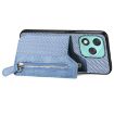 For Honor 400 Lite Blue Carbon Fiber Flip Zipper Wallet Phone Case - 3