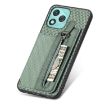 For Honor 400 Lite Green Carbon Fiber Zipper Wallet Phone Case - 5