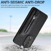For Honor 400 Lite Green Carbon Fiber Zipper Wallet Phone Case - 8