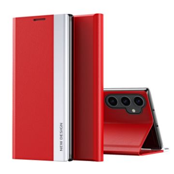 Samsung Galaxy S23 FE 5G Red Leather Phone Case with Electroplated Sides - 1