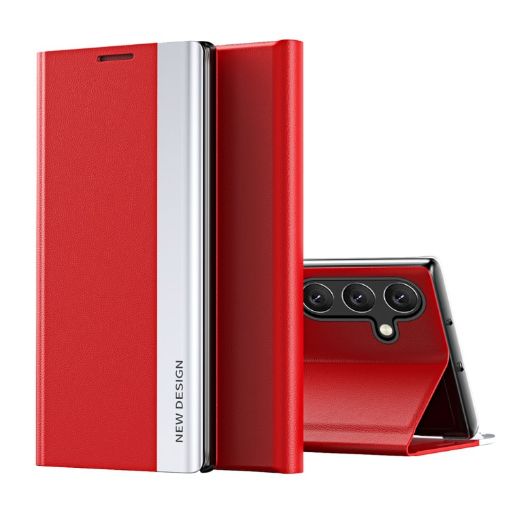Samsung Galaxy A15 Red Leather Phone Case with Electroplated Sides - 1