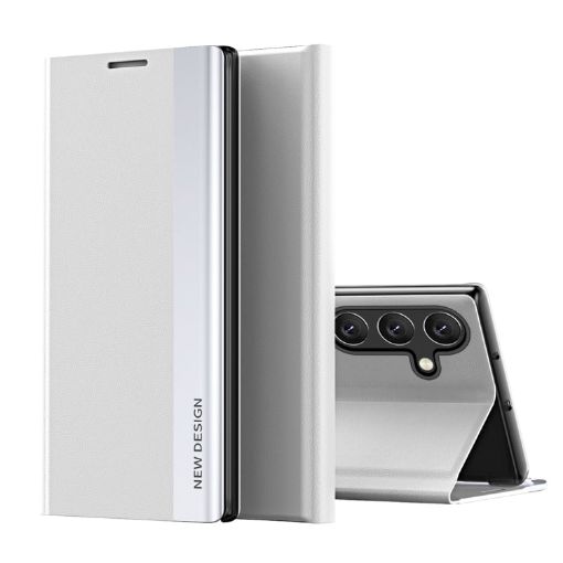 Samsung Galaxy A05s White Leather Phone Case with Electroplated Sides - 1