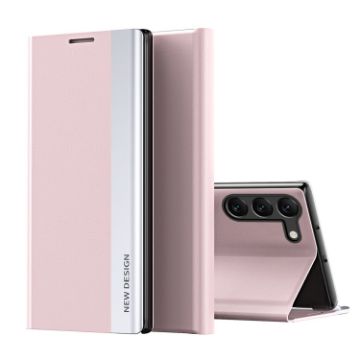 Samsung Galaxy S24+ 5G Pink Leather Phone Case with Electroplated Sides - 1