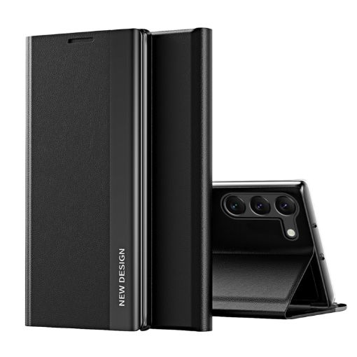 Samsung Galaxy S24+ 5G Leather Phone Case, Electroplated, Graphite Black - 1