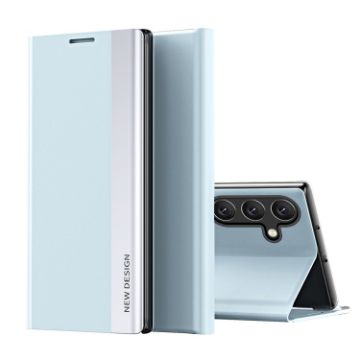 Samsung Galaxy A35 Light Blue Leather Phone Case with Electroplated Sides - 1
