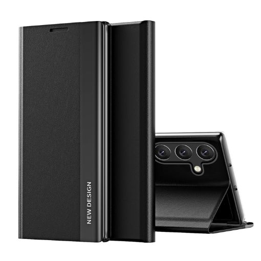 Samsung Galaxy A16 5G Leather Phone Case, Electroplated, Graphite Black - 1