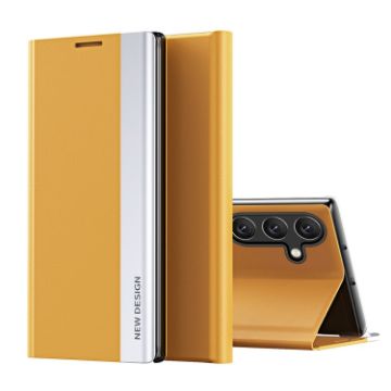 Samsung Galaxy S24 FE 5G Yellow Leather Phone Case with Electroplated Side - 1