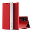 Samsung Galaxy S25 Ultra 5G Red Leather Phone Case with Electroplated Sides - 1