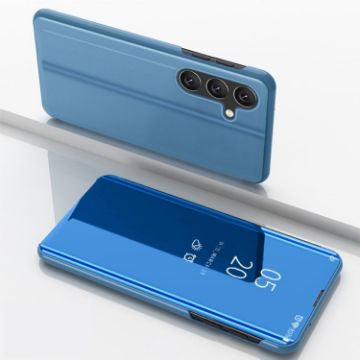 Samsung Galaxy A25 Blue Mirror Flip Leather Case with Holder - 1