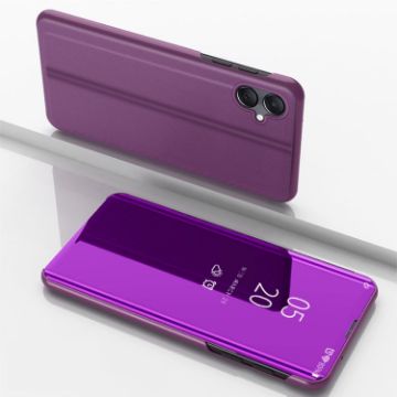 Samsung Galaxy A06 4G Mirror Flip Leather Case with Holder - Purple - 1