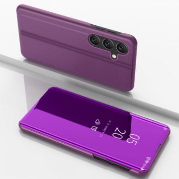 Samsung Galaxy S24 FE 5G Purple Mirror Flip Leather Case with Holder - 1
