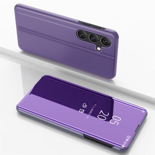Samsung Galaxy S25+ 5G Mirror Flip Leather Case with Holder - Violet Blue - 1