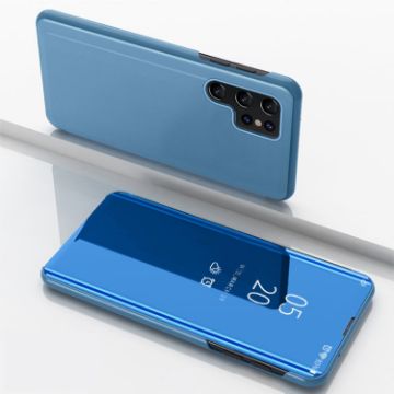 Samsung Galaxy S25 Ultra 5G Blue Mirror Flip Leather Case with Holder - 1