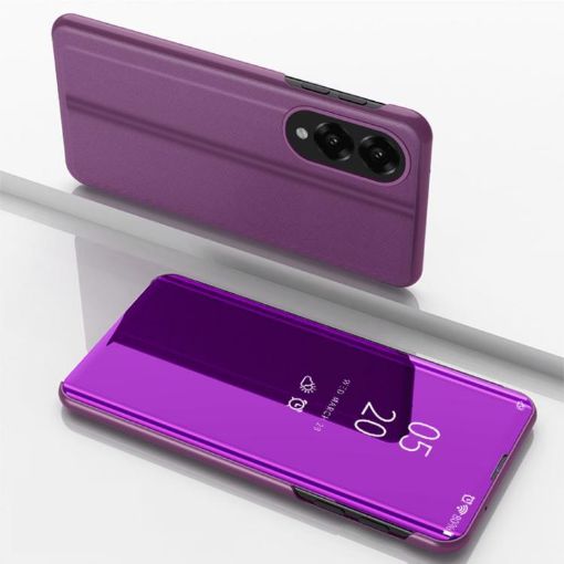 Samsung Galaxy S25 Edge 5G Purple Mirror Flip Leather Case with Holder - 1