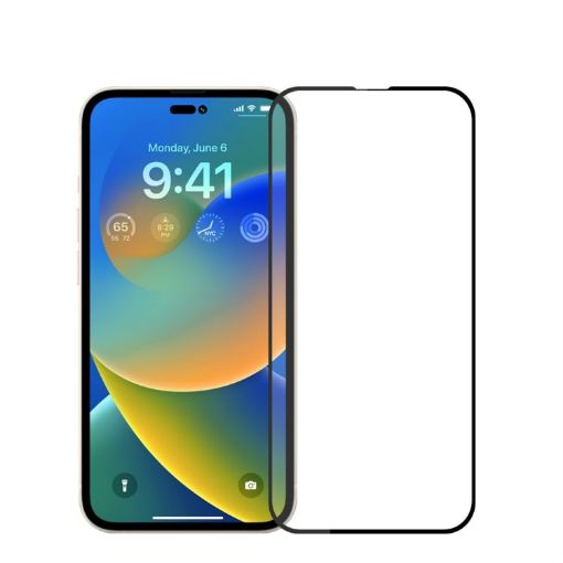 iPhone 15 PINWUYO 9H 2.5D Tempered Glass Screen Protector Black - 1