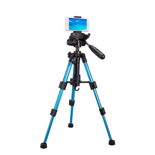 JMARY KP-2203 Blue Telescopic Aluminum Tripod for SLR Camera & Phone - 1