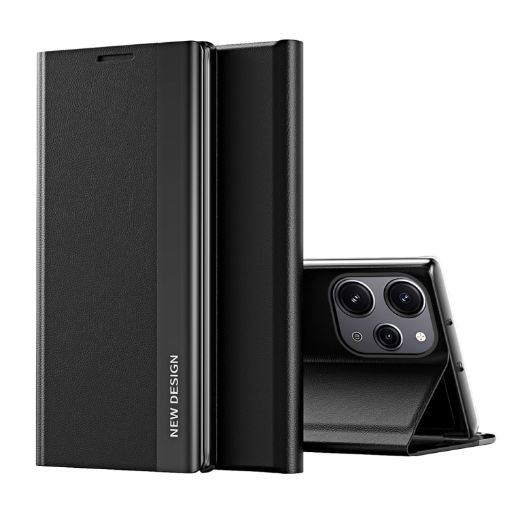 Xiaomi Redmi Note 12 4G Black Leather Phone Case with Electroplated Sides - 1