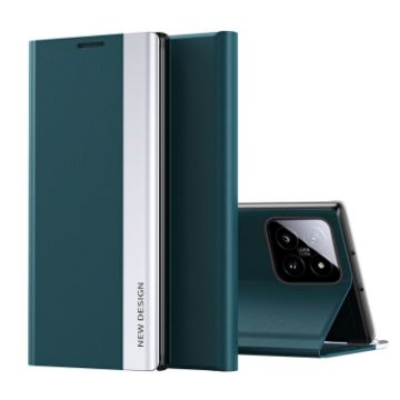 Xiaomi 14 Green Leather Phone Case - Electroplated Adsorption Cover - 1