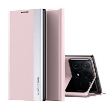 Xiaomi Poco F6 Pro Pink Leather Phone Case with Electroplated Sides - 1