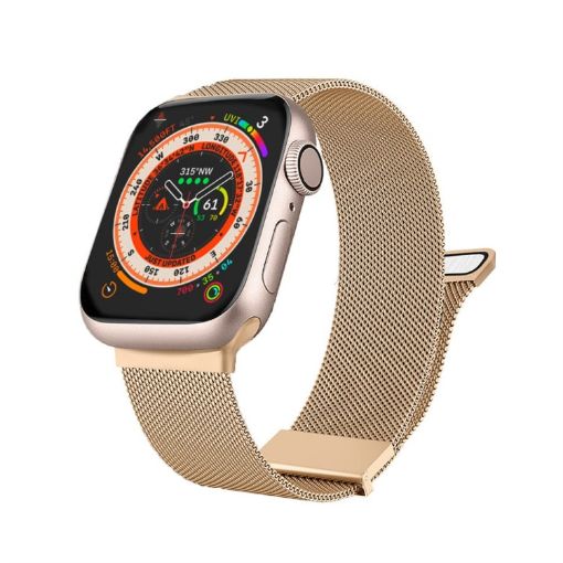 Apple Watch 7 45mm Rose Gold Milan Magnetic Steel Mesh Band - 1