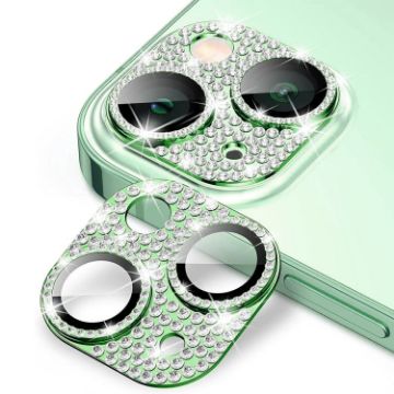 iPhone 15/15 Plus Green Camera Lens Protector - ENKAY Hat-Prince Blink Diamond - 1